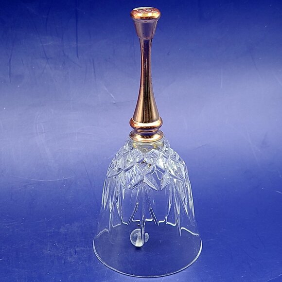 Pair Vintage Crystal Glass Hand Table Bells Unknown Makers 6.5" and 5.5" High - Picture 7 of 10